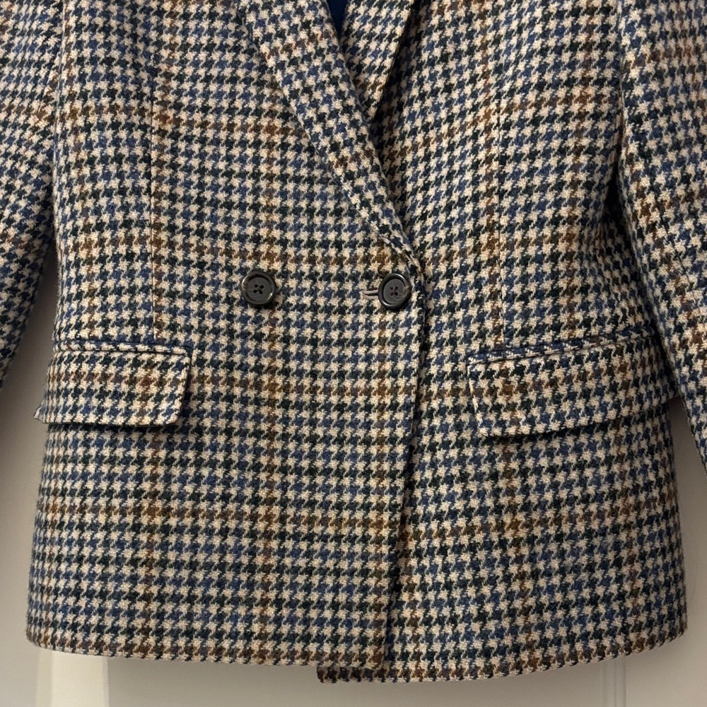 J. Crew Dover Black and Brown Houndstooth Blazer / 100% wool / lined - Picture 3 of 8
